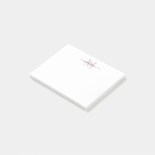 Schattige Modern Chic Girly Script Monogram Blush Post-it® Notes (Schuin)