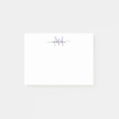 Schattige Modern Chic Girly Script Monogram Paarse Post-it® Notes (Voorkant)