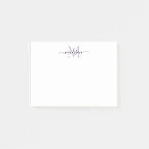 Schattige Modern Chic Girly Script Monogram Paarse Post-it® Notes