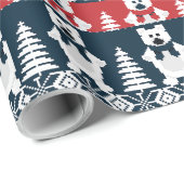 Schattige & Modern Christma Sneeuwman Gebreid Cadeaupapier (Rol Hoek)