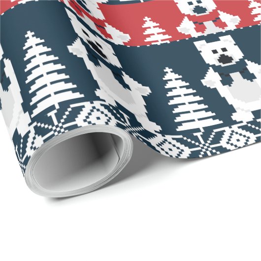 Schattige & Modern Christma Sneeuwman Gebreid Cadeaupapier (Rol Hoek)