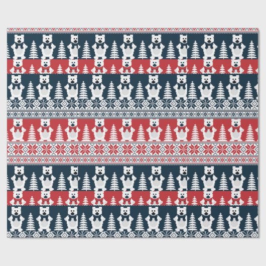 Schattige & Modern Christma Sneeuwman Gebreid Cadeaupapier (Vlak)