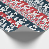 Schattige & Modern Christma Sneeuwman Gebreid Cadeaupapier (Hoek)