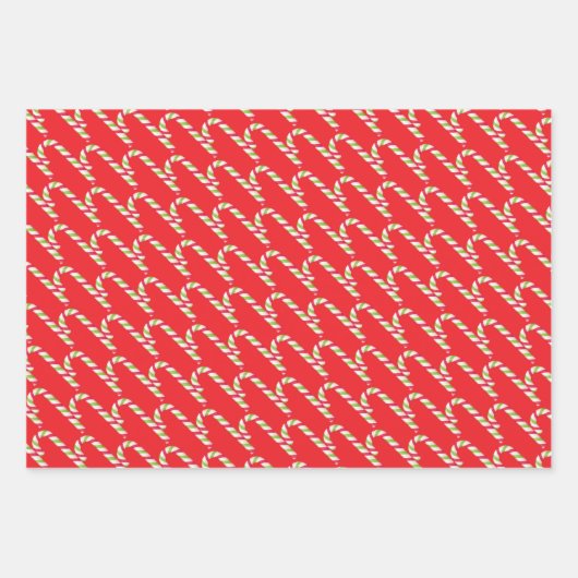 Schattige Modern Classic Candy Cane Kerstcadeau Inpakpapier Vel (Voorkant)