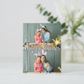 Schattige Modern Custom 2-foto Familie Pasen Briefkaart (Staand voorkant)
