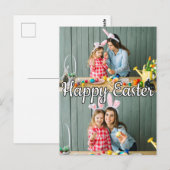 Schattige Modern Custom 2-foto Familie Pasen Briefkaart (Voorkant / Achterkant)