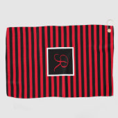 Schattige Modern Custom Initiaal Rood en Zwart Ges Golfhanddoek (Horizontaal)