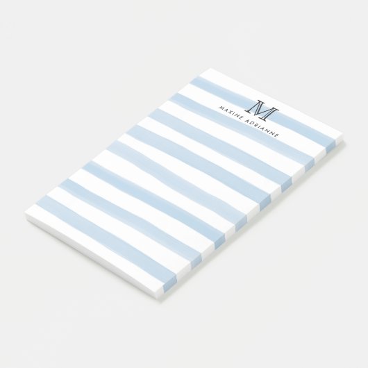 Schattige Modern Dusty Blue Waterverf Stripes Mono Post-it® Notes (Schuin)