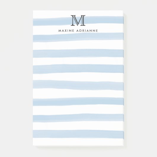 Schattige Modern Dusty Blue Waterverf Stripes Mono Post-it® Notes (Voorkant)