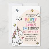 Schattige Modern Eenhoorn en Sterren Kind Verjaard Kaart (Voorkant)