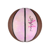 Schattige Modern Eenhoorn Roze Faux Glitter monogr Basketbal (Verticaal)