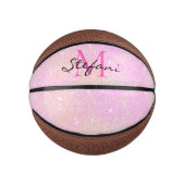 Schattige Modern Eenhoorn Roze Faux Glitter monogr Basketbal (Voorkant)