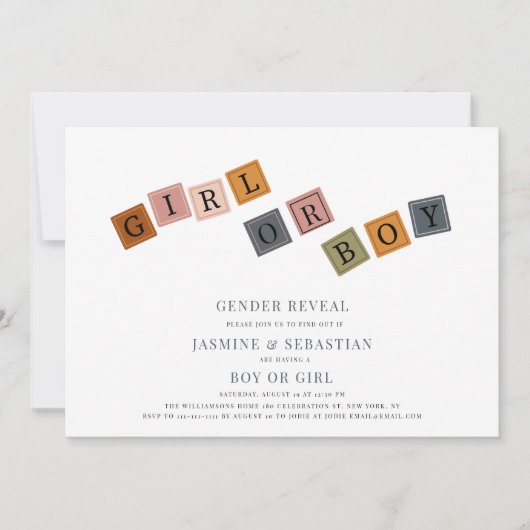 Schattige modern eenvoudig Gender reveal Kaart (Voorkant)