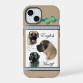 Schattige Modern Engels Mastiff Dog Art iPhone 15 Case (Achterkant)