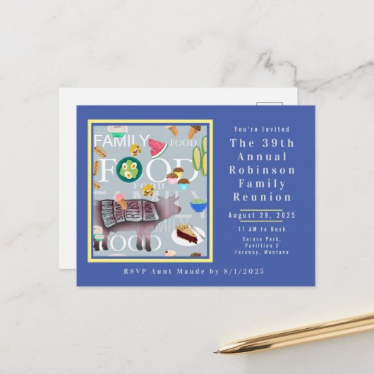 Schattige, modern Familie picknick eten op maat Briefkaart (Voorkant / Achterkant in situ)