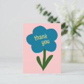 Schattige Modern Flower Blauw en Roze Bedankt Briefkaart (Staand voorkant)