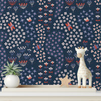Schattige Modern Flowers Vlinderblauw Wit Patroon