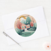 Schattige Modern Forever Home Adoptie Foster Showe Ronde Sticker (Envelop)