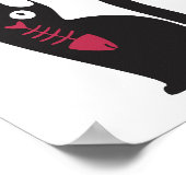 Schattige Modern Funny Joke Cartoon Black Cat Pran Poster (Hoek)