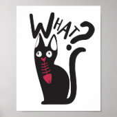 Schattige Modern Funny Joke Cartoon Black Cat Pran Poster (Voorkant)