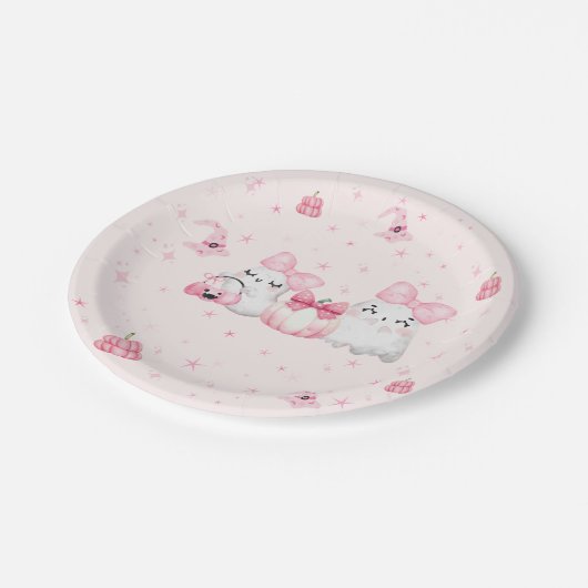 Schattige Modern Ghost Halloween Verjaardagsfeest  Papieren Bordje (Gekanteld)