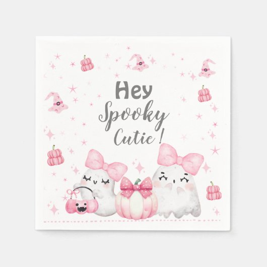 Schattige Modern Ghost Halloween Verjaardagsfeest Servet (Voorkant)