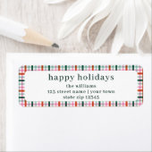 Schattige Modern Gingham Holiday Retouradres Etiket (Insitu)