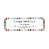Schattige Modern Gingham Holiday Retouradres Etiket (Voorkant)