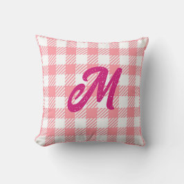 Schattige Modern Girly Gingham Plaid Hot Pink Mono Kussen