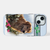 Schattige Modern Golden Retriever Dog Art iPhone 15 Case (Achterkant horizontaal)