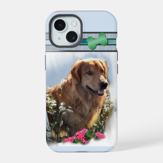 Schattige Modern Golden Retriever Dog Art iPhone 15 Case (Achterkant)