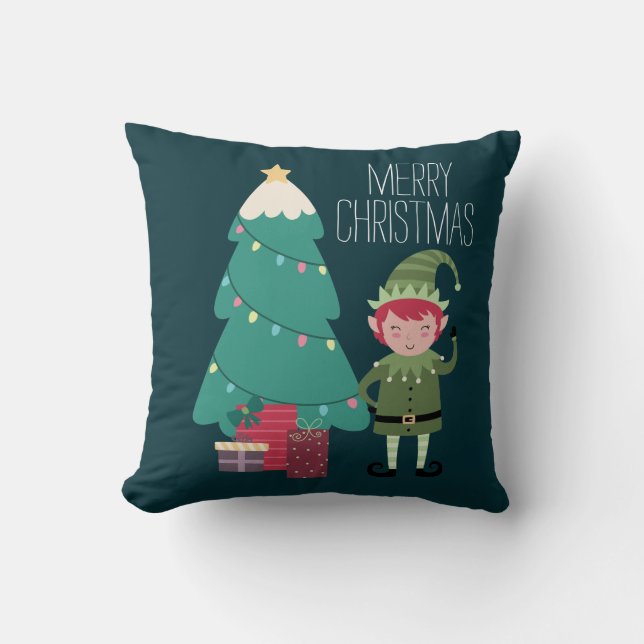 Schattige Modern Grappig Modern Kerstboom Gift Kussen (Voorkant)