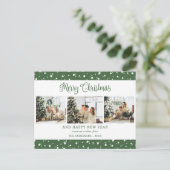 Schattige Modern Green 3 foto collage sterren Feestdagenkaart (Staand voorkant)
