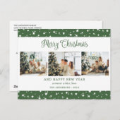 Schattige Modern Green 3 foto collage sterren Feestdagenkaart (Voorkant / Achterkant)