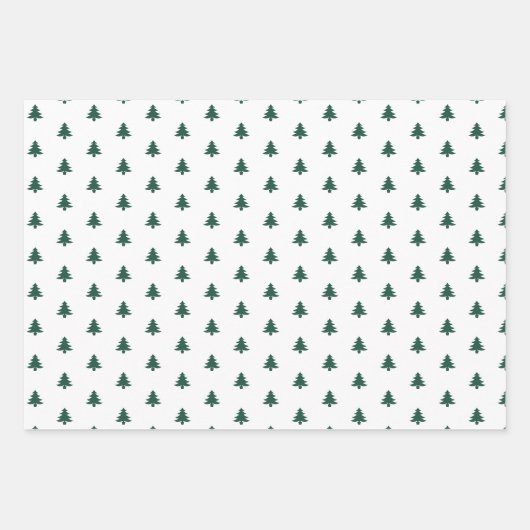 Schattige Modern Groen Sneeuwman Kerstbomen Script Inpakpapier Vel (Voorkant 2)