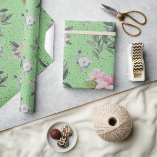 Schattige modern groen Waterverf bloemmotief Cadeaupapier