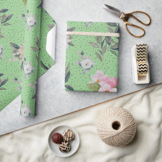 Schattige modern groen Waterverf bloemmotief Cadeaupapier (Crafts)
