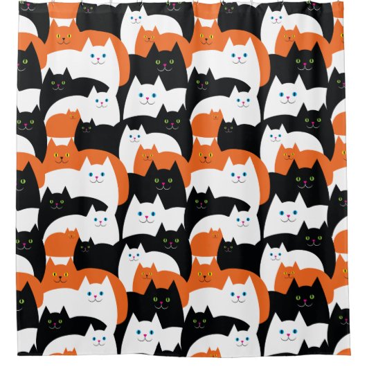 Schattige modern kattenpatroon douchegordijn (Voorkant)