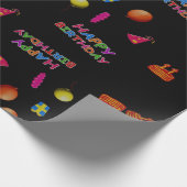 Schattige modern kind zigzag Happy verjaardagsfees Cadeaupapier (Hoek)