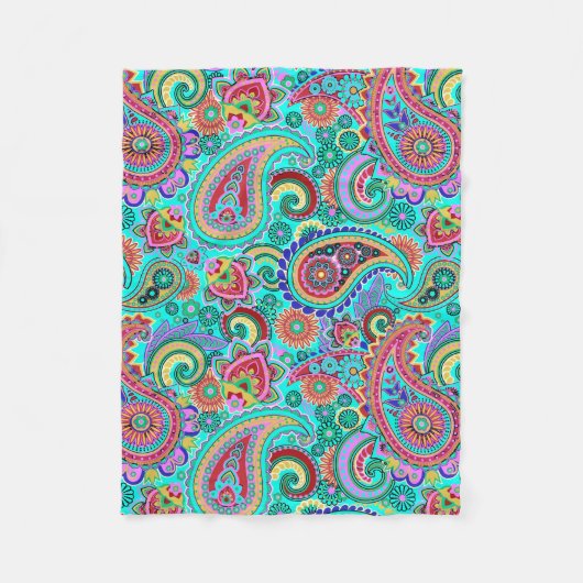 Schattige Modern Kleurrijk Paisley Pattern Fleece Deken (Voorkant)