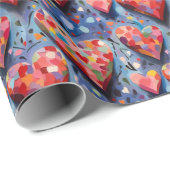 Schattige Modern Kleurrijk Valentijn Love Hearts P Cadeaupapier (Rol Hoek)