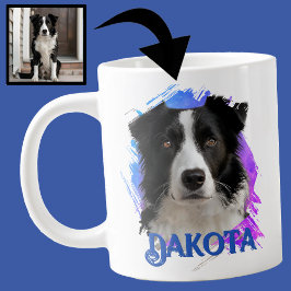 Schattige Modern & Leuk Blue Border Collie Dog Fot Grote Koffiekop