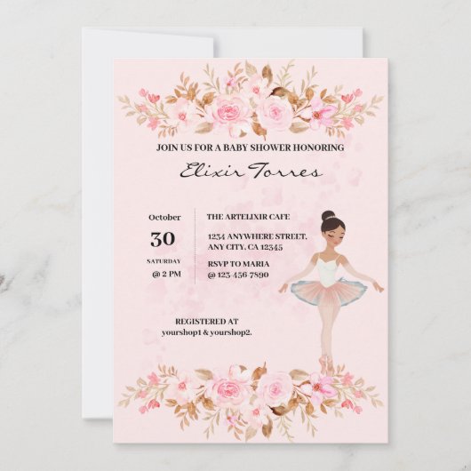 Schattige Modern Little Ballerina Photo Baby showe Kaart (Voorkant)