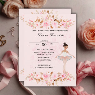 Schattige Modern Little Ballerina Photo Baby showe Kaart