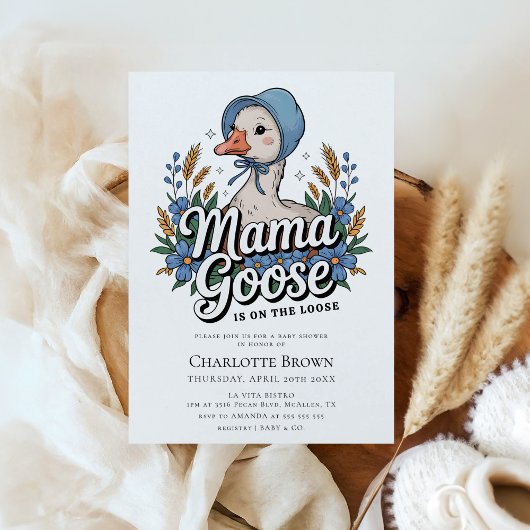 Schattige Modern Mama Goose Baby shower Kaart