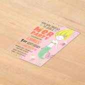 Schattige Modern Mermaid Kind verjaardagsfeestje Acryl Uitnodigingen (Laagn)