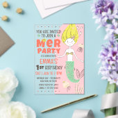 Schattige Modern Mermaid Kind verjaardagsfeestje Acryl Uitnodigingen (Insitu (Huwelijk))