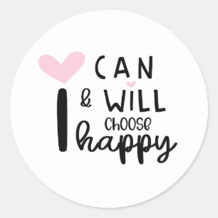 Schattige Modern Minimal Ik kan en zal kiezen voor Ronde Sticker
