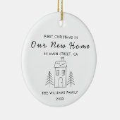 Schattige Modern Minimalistisch Eerste Kerstmis Ni Keramisch Ornament (Rechts)