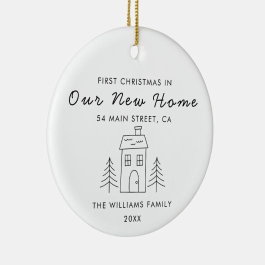 Schattige Modern Minimalistisch Eerste Kerstmis Ni Keramisch Ornament (Rechts)